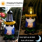 Guardian Garden Gnome Statue Solar Lantern Light Resin Outdoor Yard Decor