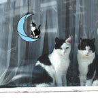 YULAIKUAI Black and White Cat Gift,Tuxedo Cat Stained Glass Art Suncatcher