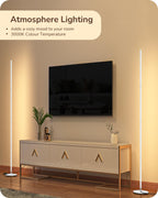 EDISHINE LED Corner Floor Lamp, 57.5" Minimalist Dimmable Sleek Light, Adjustable Height, Tall Floor Lamps for Living Room, Bedroom, Office, 3000K Warm White Light, White