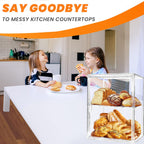 Bread Box,Large Bread Boxs for Kitchen Countertop - 4 Layers Adjustable Bread Storage Container,Clear Boxes for Kitchen Counter, Breads Box Airtight,Bread Holder,Perfect for Bagel Muffins（transparent）