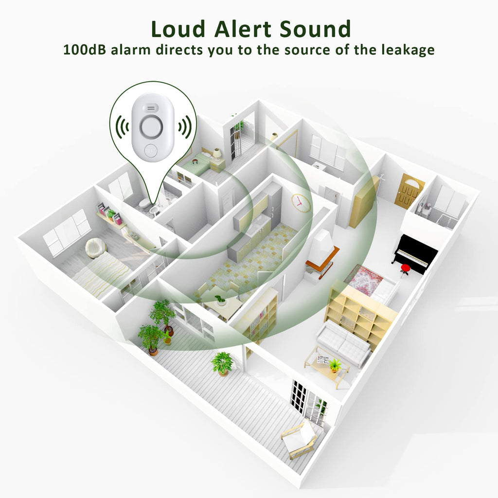 Water Leak Detector Sensor Alarm: Home Water Flooding Monitor Smart Sink Overflow Monitoring Adjustable Wet Moisture Alert Pipe Leakage Drip Detection Warning for Basement Floor 4Pack