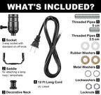 Black Lamp Rewire Kit, Lamp Wiring Kit with 12 FT Lamp Cord Replacement, 3 Way Socket and Essential Hardware, Lamp Parts for Repair Table Lamps and Floor Lamps, Lamp Kits for Do It Yourself