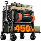 Overmont 400L Double Decker Folding Wagon, 450 lbs Heavy Duty with Brakes