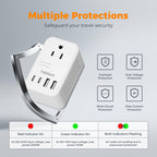 TESSAN 220 to 110 Voltage Converter US to Europe, International Travel Power Adapter with 4 USB Ports(2 USB C), 2 AC and EU/UK/AU Plug Universal Power Converter Adapter Combo, Step Down Transformer