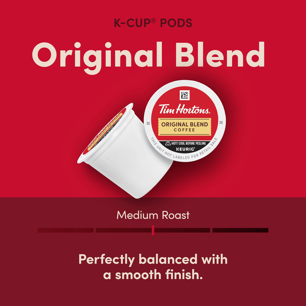 Tim Hortons Original Blend, Medium Roast Coffee, Single-Serve K-Cup Pods Compatible with Keurig Brewers, 72ct K-Cups, 12 Count (Pack of 6)