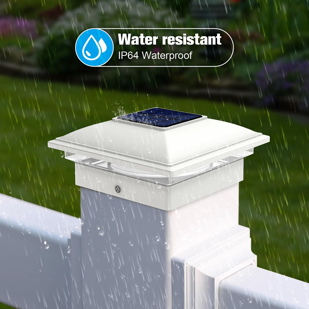 VOLISUN Solar Post Cap Light Outdoor Waterproof 12pack,Solar Fence - Post Lights for 4x4 5x5 6x6 Wooden/Vinyl Post,White Deck Cap Light Solar Powered with Warm White for Garden/Patio/Porch