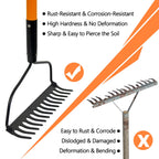 Nohovu Garden Rake - 14 Tine Heavy Duty Rake with 58 Inch Fiberglass Handle