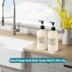COHOSEGE Glass Soap Dispenser Set 2 Pack,16 Oz Dish Soap Dispenser for Kitchen Sink,Beige Kitchen Accessories and Kitchen Decor,Beige Decorations and Kitchen Utensils for Kitchen