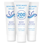 BERGMAN KELLY - Travel Size Lotion - 1 fl oz, 200 PK, White Tea - Delight Your Guests with Invigorating and Refreshing Body Lotion - Quality Mini and Small Size Guest Hotel Toiletries in Bulk