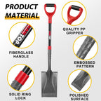 HANTOP Sharp Blade Garden Spade Shovel Flat Spades for Gardening and Edging