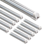 Barrina LED Shop Lights 8FT, 72W 10000LM 5000K, Daylight White, T8 LED Garage Lights, V Shape Clear Cover, High Output Tube, Linkable 8 Foot LED Strip Light for Workshop, Warehouse with Plug, 10 Packs