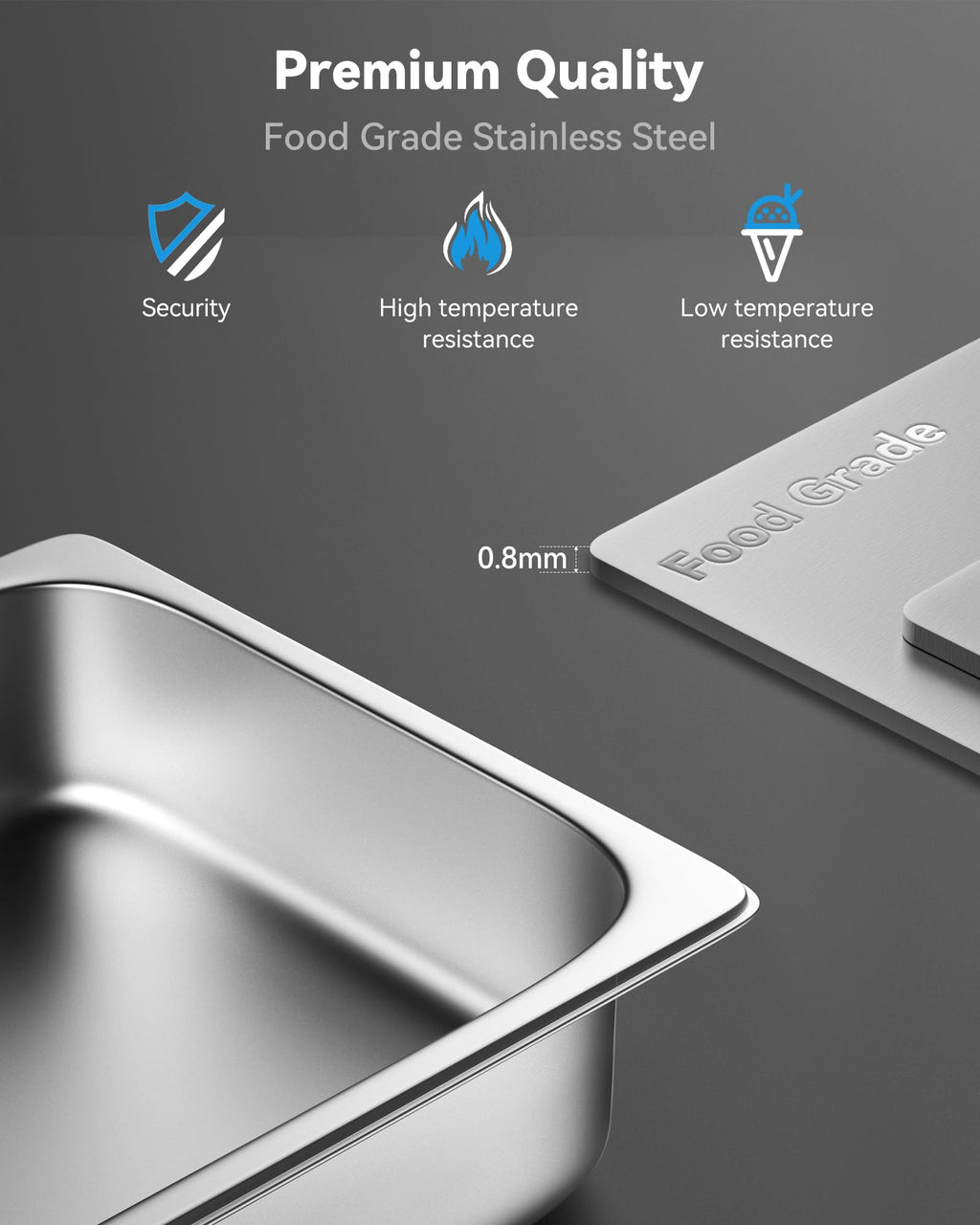 ZeroPone 6 Pack Hotel Pans, 1/3 Size 4" Deep Steam Table Pan, 22 Gauge Anti Jam Stainless Steel Steam Pan, Commercial Food Storage Containers for Catering Supplies