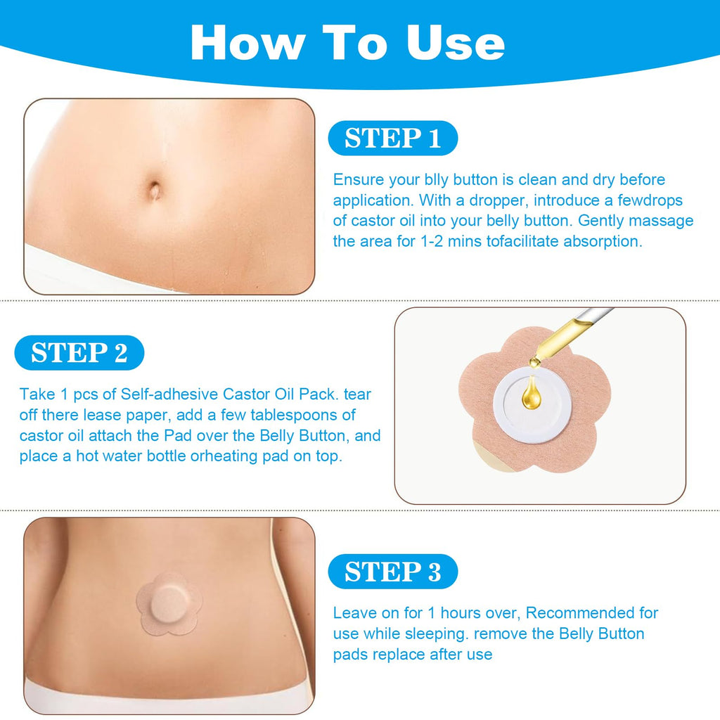 100PCS Castor Oil Patches, FDA/MDR Certified Carrier Patches for Castor Oil | Medical-Grade Self-Adhesive Pads | Belly Button Patch for Caster Oil, Portable Breathable Anti Leakage Anti-Slip No Wash