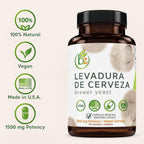 Levadura De Cerveza (Brewer���s Yeast Capsules) ��� 1500 mg Per Serving, 90 Veggie Caps ��� 100% Natural, Made in USA ��� Nutrient-Rich Superfood for Digestive & Immune Support | Dietary Supplement