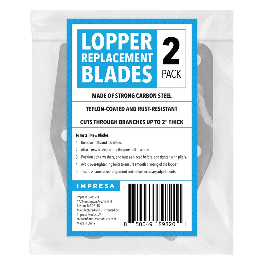 IMPRESA Lopper Replacement Blades - 2 Pack, Compatible with Fiskars PowerGear 25"/31" & PowerGear 2 27"/32" - Bypass Lopper Blades - PTFE-Coated for Gardening Tools - Ambidextrous with Storage Bag