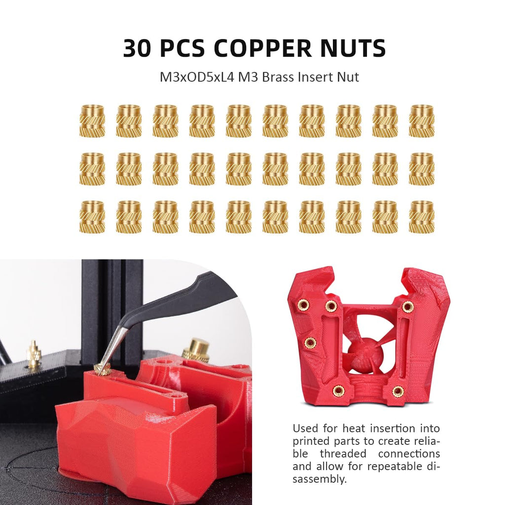 Vertical Heat Set Insert Tool Pressing Machine with 90W Soldering Iron, Heat Set Tips M2-M8, 30PCS Brass Nuts Threaded Inserts for 3D Printed Part