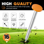 Silkfly 8 Pcs 6.7 Inch Survey Stakes Property Line Markers Low Profile Heavy Duty Hi-vis Orange Stakes Building Line Marker for Garden Lawn Landscape Edging Weed Barriers