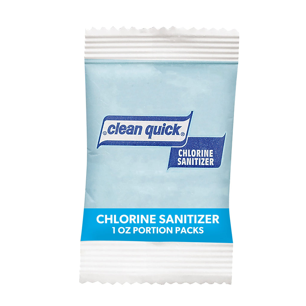 Clean Quick Chlorine Sanitizer Powder, Single Use Packets (1 oz, 100 pack)