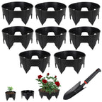 24PCS Planting Grow Rings with Shovel, Diameter Range 8.3-15.7in Adjustable Round Plant Support Garden Circle Ring for Watering Planting Edging Border Ring for Vegetables (24, Black)