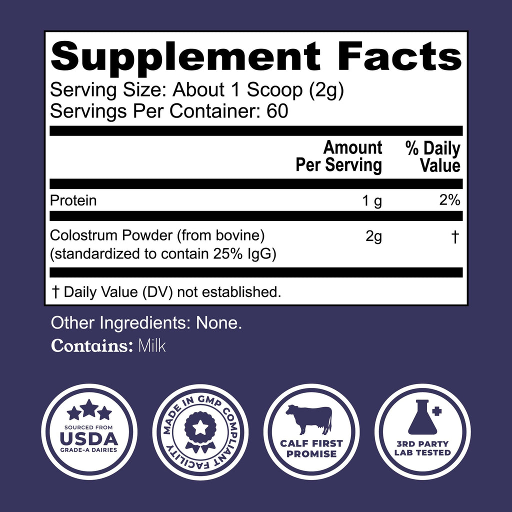 Colostrum Powder – USA Sourced Bovine Colostrum for Humans for Immune Support, Gut Health, Muscle Recovery - Single Ingredient, No Additives, Grass Fed, Non-GMO Colostrum Supplement for Women and Men