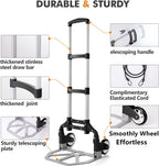 Wawxmo Folding Hand Truck Aluminum Portable Folding Hand Cart 180lbs Capacity Hand Cart and Dolly Ideal for Home, Auto, Office,Travel Use,Black