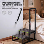 2 Step Stool with Handle for Elderly,Bed Steps for High Beds for Adults,Seniors,Heavy Duty Step Stool with Adjustable Handrail/Removable Cover/Glow Strip for Bathtub,Kitchen,RV