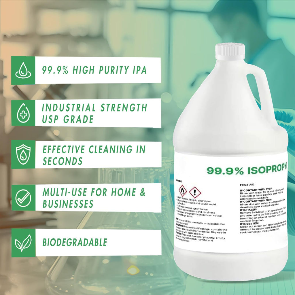 99.9% Pure Isopropyl Alcohol, 99.9 Percent IPA 4 Gallons, USP Grade, Made in The USA (4 * 1 Gallon, 512 fl oz)
