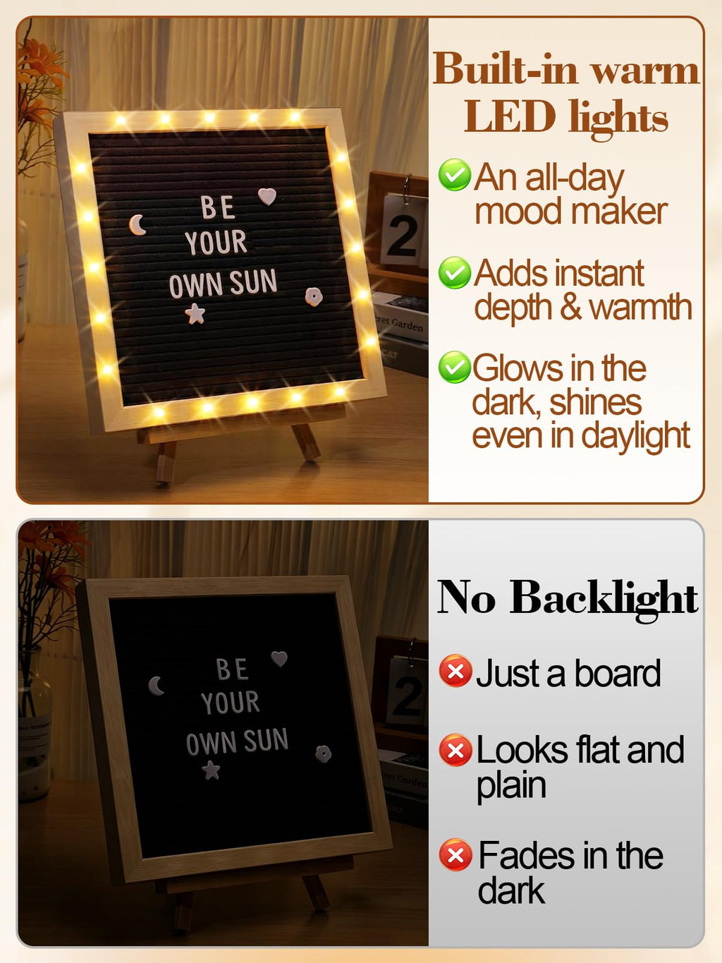 10"×10" Felt Letter Board with LED Lights & Stand for Halloween Party Decor
