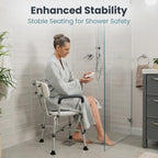 PELEGON Shower Chair for Elderly and Disabled (450lb) with Padded Armrests and Back, Adjustable Height Shower Seat, Heavy Duty Shower Chairs for Inside Shower, Handicap - Blue