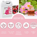 Premium Nature Rosehip Seed Oil 16oz Bulk Size - Cold Pressed, Unrefined, 100% Pure Organic Carrier Oil - Moisturizing Face & Body Oil for Dry Skin, Hair Growth, Nails & Anti-Aging Skincare