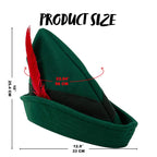 Spooktacular Creations Felt Robin Hood Hats with Feather, Alpine German Hat, Green Tyrolean Costume Accessory for Halloween Dress Up Party Favor, One Size Fits all for Adult