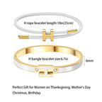 Hothink Gold H Bracelets for Women,Designer Dupes Bracelet,White Bracelet