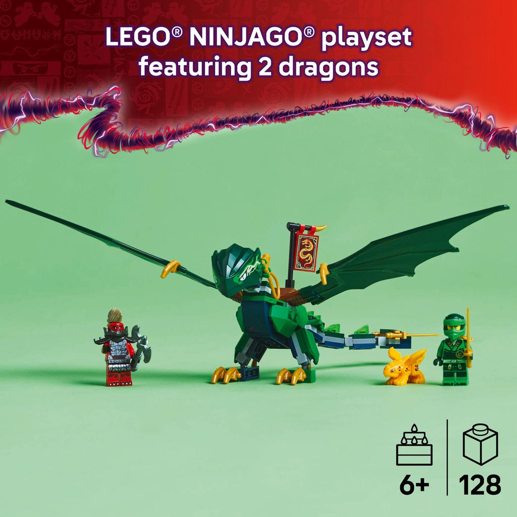 LEGO NINJAGO Lloyd's Green Forest Dragon Toy - Pretend Play Building Toy for Boys and Girls, Ages 6+ - Birthday Gift for Kids - Dragon Figurine with 2 Minifigures for Kids - 71829