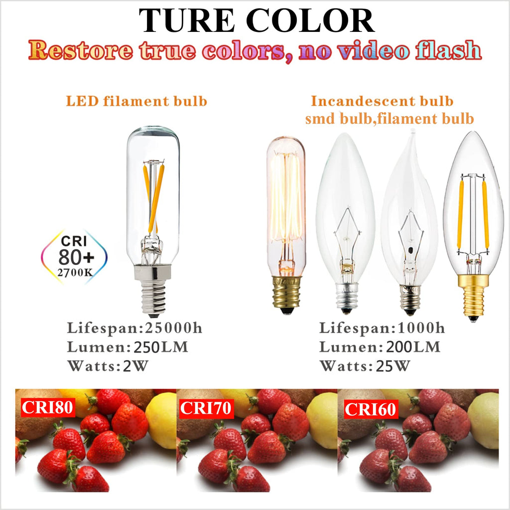 LiteHistory Dimmable T6 led Bulb 25W Candelabra led 2700K Clear 200lm 2W e12 T25 led Bulb 6Pack