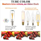 LiteHistory Dimmable T6 led Bulb 25W Candelabra led 2700K Clear 200lm 2W e12 T25 led Bulb 6Pack