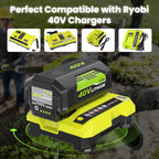 2Pack High Capacity 7500mAh Replacement for Ryobi 40V Battery and OP401 Charger Compatible with Ryobi 40 Volt Battery Lithium OP40261 OP4050 OP4040 OP40401 OP40201 OP40601 Cordless Power Tools(3Pack)