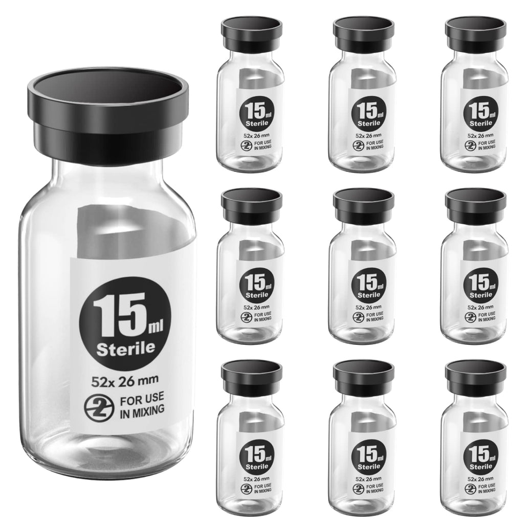 Ks-Tek Sterile Empty Vials with Self Healing Injection Port,with Flip Off Aluminum Cap,Sterile Package (15ml,10)