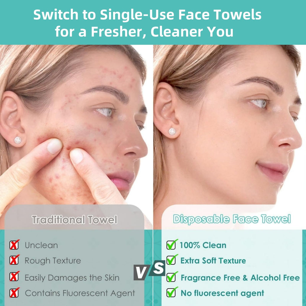 Ditoi Disposable Face Towels,Ultra Soft &Thick Face Dry Wipes for Makeup Removal,Viscose Fiber Facial Cloths for Skincare,Daily Cleansing,120 Count