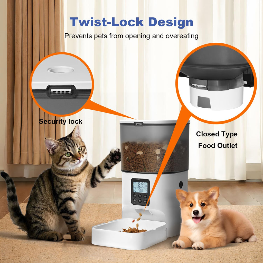 ANDOLL HOME Automatic Cat Feeder,4L Timed Cat＆Dog Dry Food Dispenser