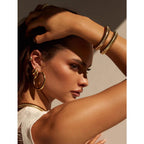 Awinesn 18K Gold Plated Bracelets for Women Gold Bangles for Women Chunky Bangle Bracelets Bracelets Stack Tarnish Free Bangle Set of 3 Accessories for Her Gifts