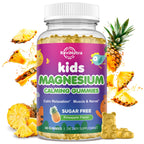 Kids Magnesium Gummies, Magnesium Glycinate Gummies for Kids & Adults with L-Theanine, Chamomile, Licorice, Vitamin D, B6 for Sleep, Relaxation, Brain & Muscle, Sugar Free Pineapple 60ct