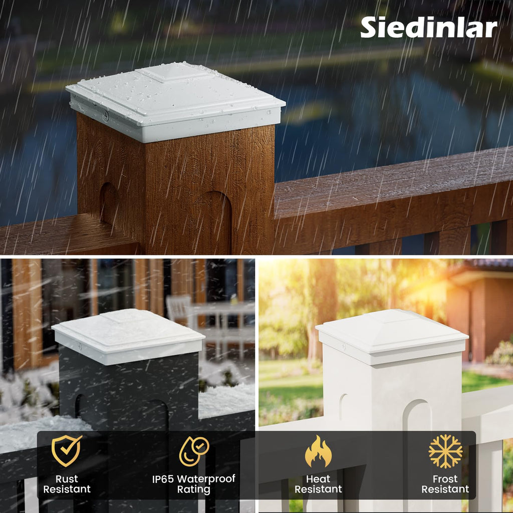 SIEDiNLAR 4x4 Pyramid Post Caps Waterproof Outdoor 4x4 Post Cover, Fits 4x4 3.5x3.5 Vinyl Wood Posts for Fence Deck Mailbox Patio (White, 36 Pack)