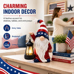 Solar Patriotic Gnome Garden Decor,9.4" Independence Day Garden Statues