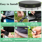 10Ft Round Pool Cover for Above Ground Pools, Safety Solar Pool Covers with Reflective Strips, Rope and Luminous Nails, Upgraded Thicker Oxford, PU Tarp Snug, UV Protected, Windproof, Tear Resistant