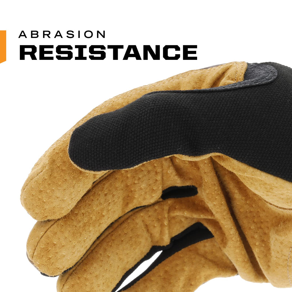 Mechanix Wear Fastfit Leather Gloves - Abrasion Resistant Gloves for Hand Safety - Breathable - Secure Fit - Two-Piece Palm - Machine Washable - Brown/Black - Medium