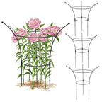 HEYTIMI 4 Pack Peony Cages and Supports Cages 13" D x 22.8" H Heavy Duty Metal Support Frame for Peonies & Roses Natural Bouquet Shape Garden Stakes for Outdoor Plants Flowers Ornamental (Black)