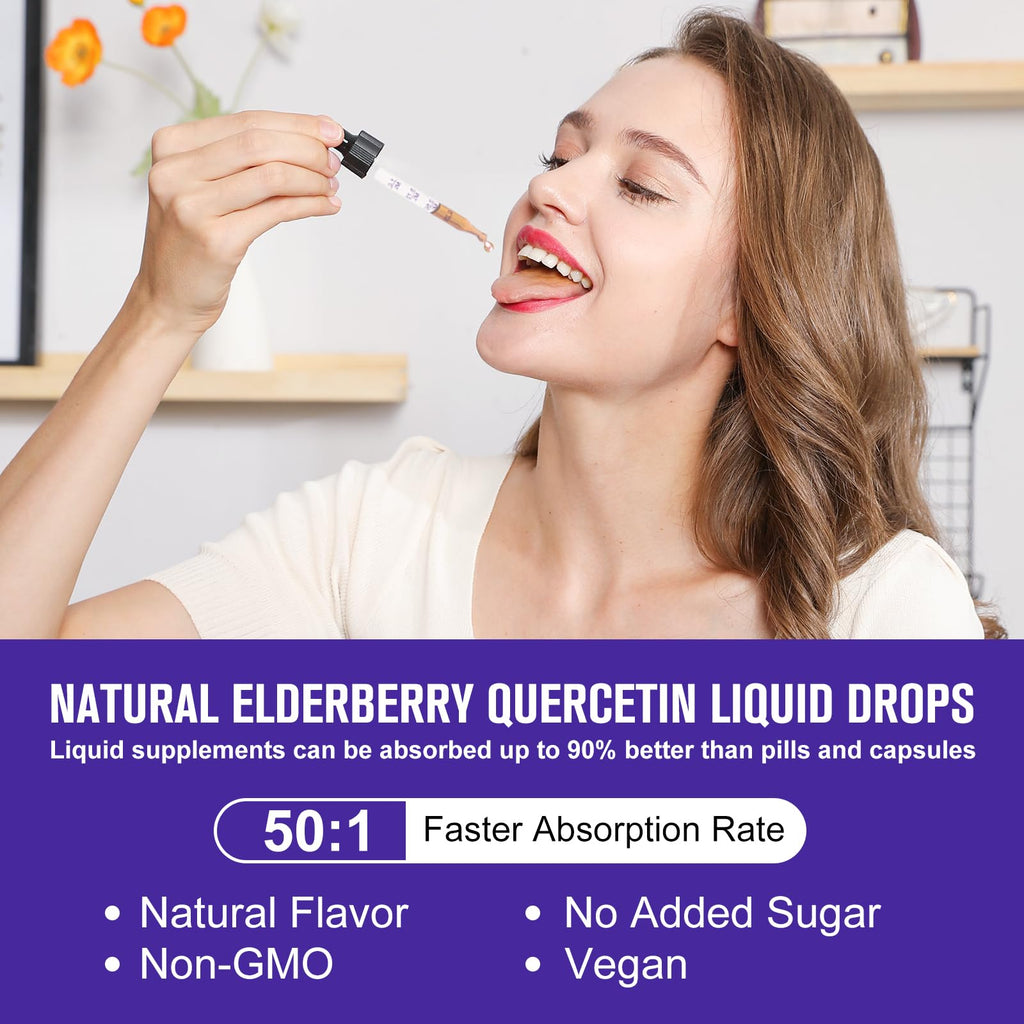B BEWORTHS 2 Pack Elderberry Syrup, Black Elderberry Drops with Quercetin, Panax Ginseng, Vitamin C and Zinc, Sambucus Elderberry Syrup Liquid for Immune Support, Vegan, Non-GMO & Gluten Free