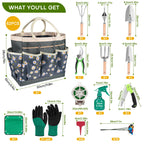 62-Piece Heavy-Duty Garden Tool Set, Complete Garden Tool Kit with Stainless Steel Shovel, Repotting Mat, Pruning Shear&Durable Gardening Tool Bag, Gardening Gift Set—Ideal Gift for Women/Men/Beginner
