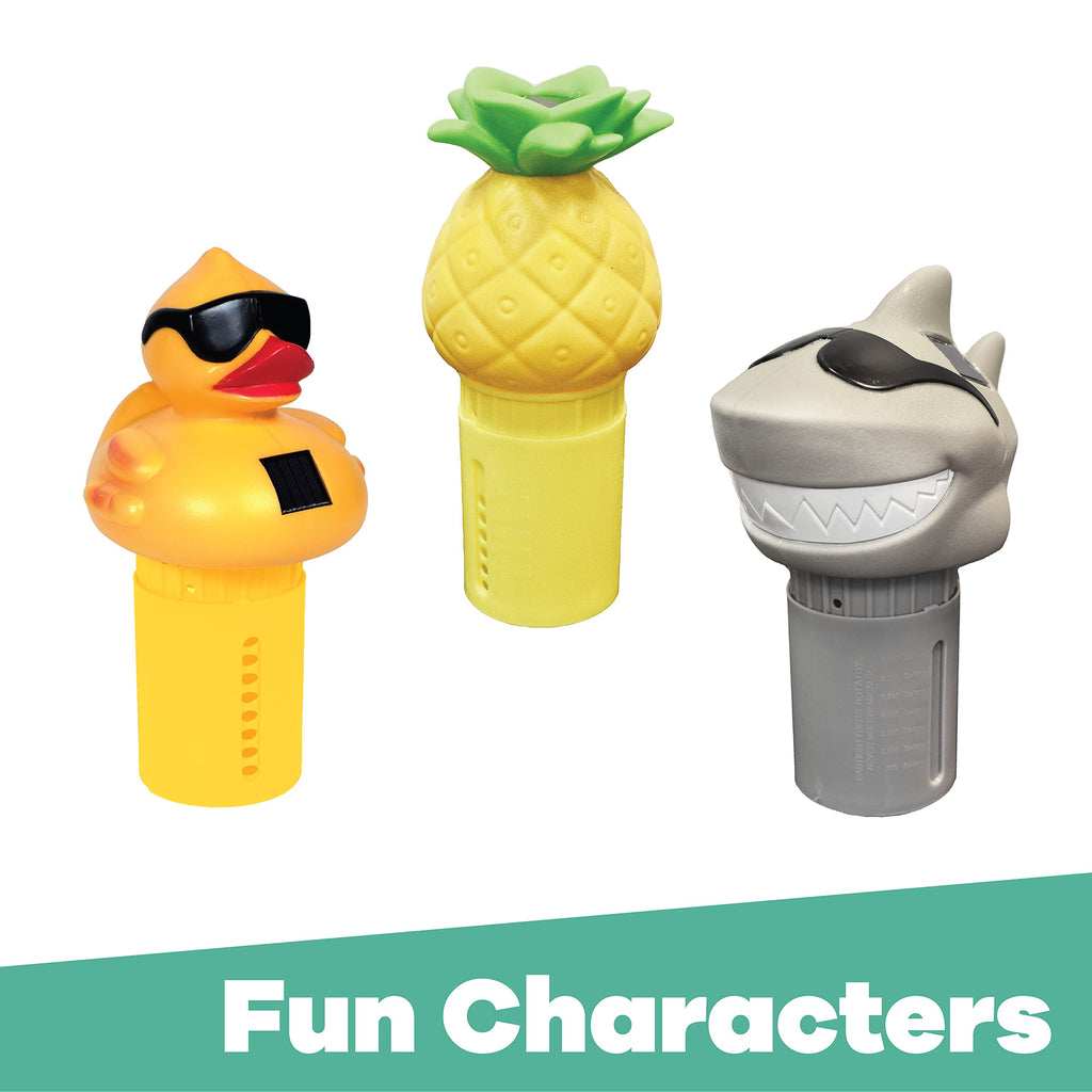 GAME Solar Light-Up Floating Pool Chlorine Dispenser – Shark Design, Adjustable Control Ring, Holds Up to 3 x 3” Chlorine Tablets, for Above-Ground & In-Ground Pools