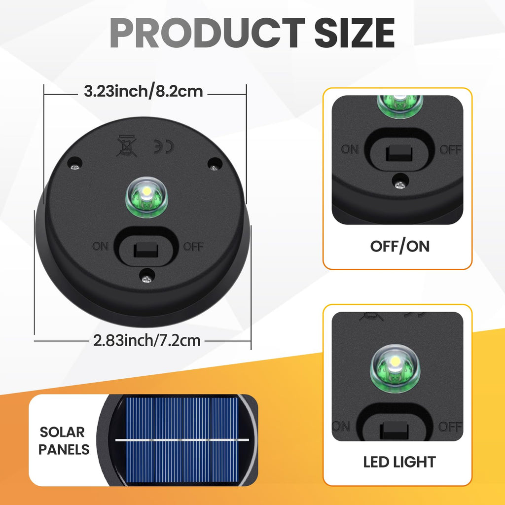 4-Pack Replacement Solar Light Parts, Waterproof Solar Light Replacement Top with LED Bulbs for Solar Lanterns (Top Size 3.23inches, Bottom Size 2.83 inches)